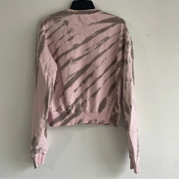 Good American Boyfriend Pink and Gray Tie Dyed Cotton Sweatshirt 33150 - Picture 3 of 5